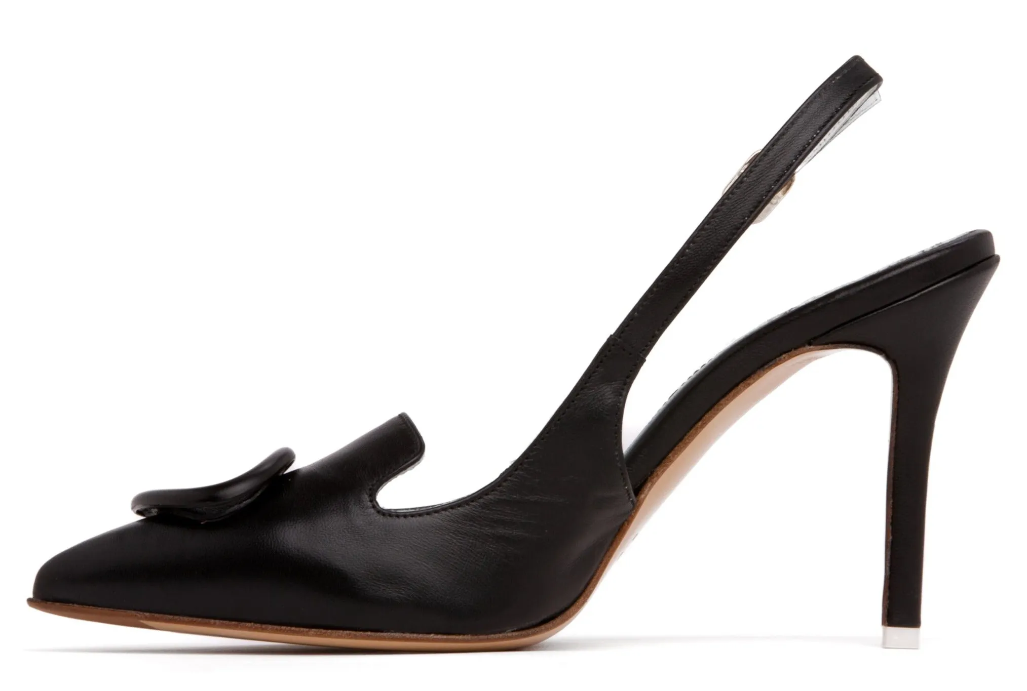 Ada Black Leather Slingback