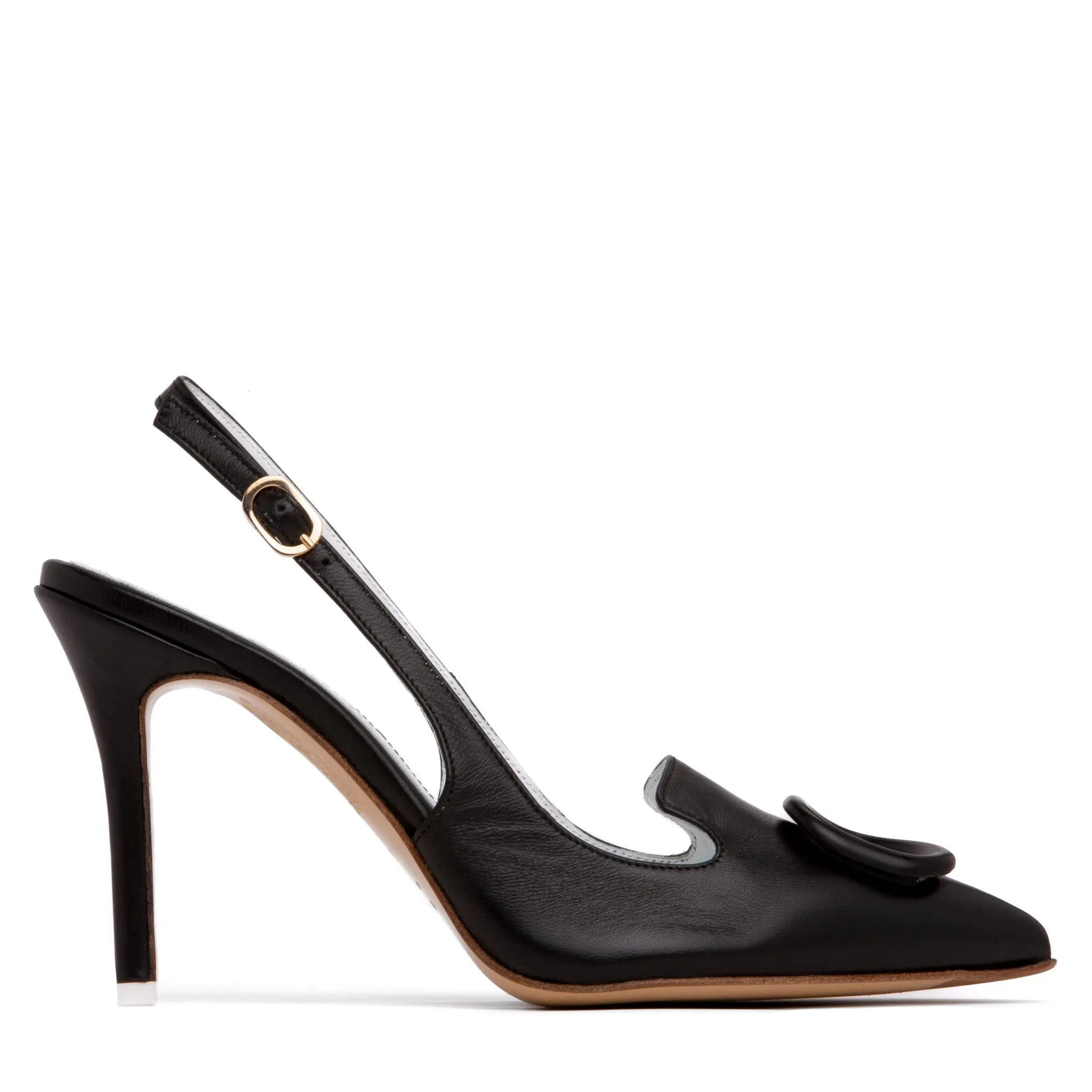 Ada Black Leather Slingback