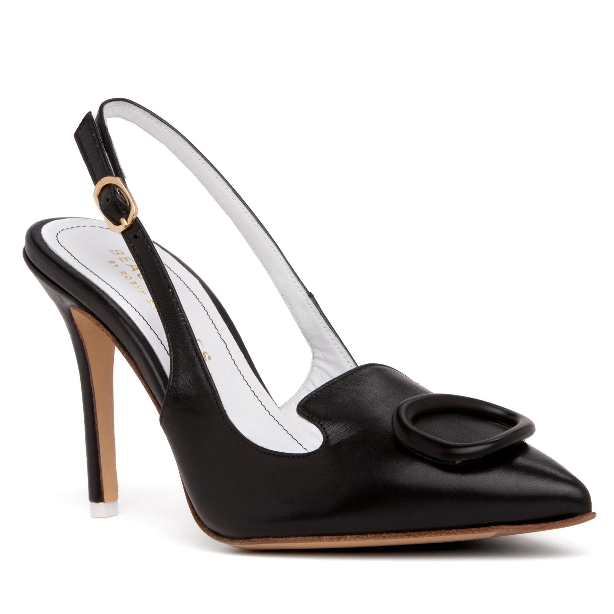 Ada Black Leather Slingback