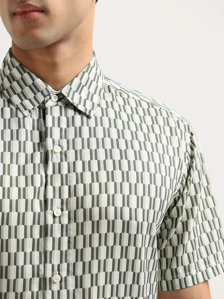 Ascot Green Printed Relaxed Fit Shirt