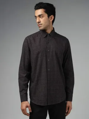 Ascot Navy Checked Cotton Relaxed-Fit Shirt