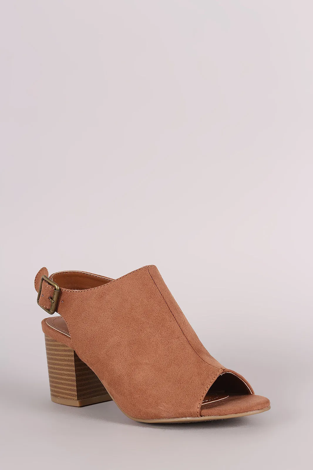 Bamboo Suede Slingback Chunky Mule Heel