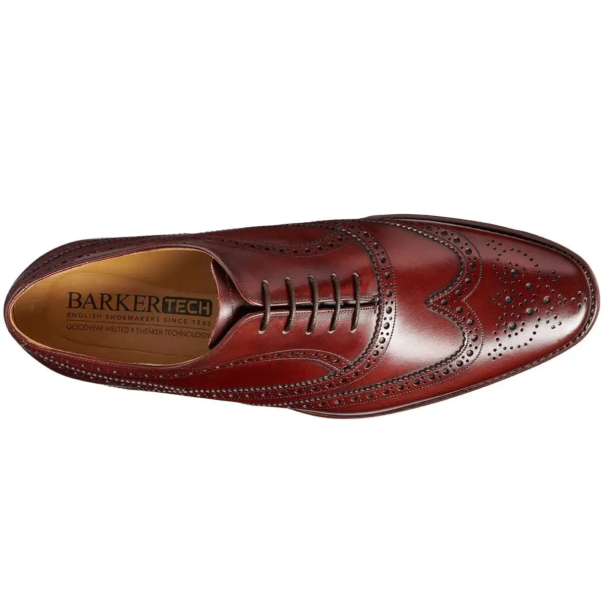 BARKER Turing Shoes - Mens Oxford Brogue Shoes - Cherry Calf