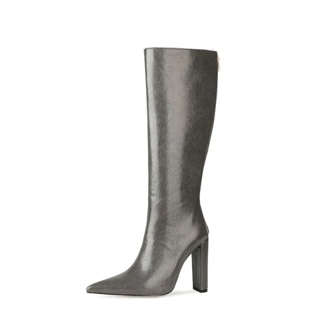 ChicPoint Textured Knee-High Slip-On Boots