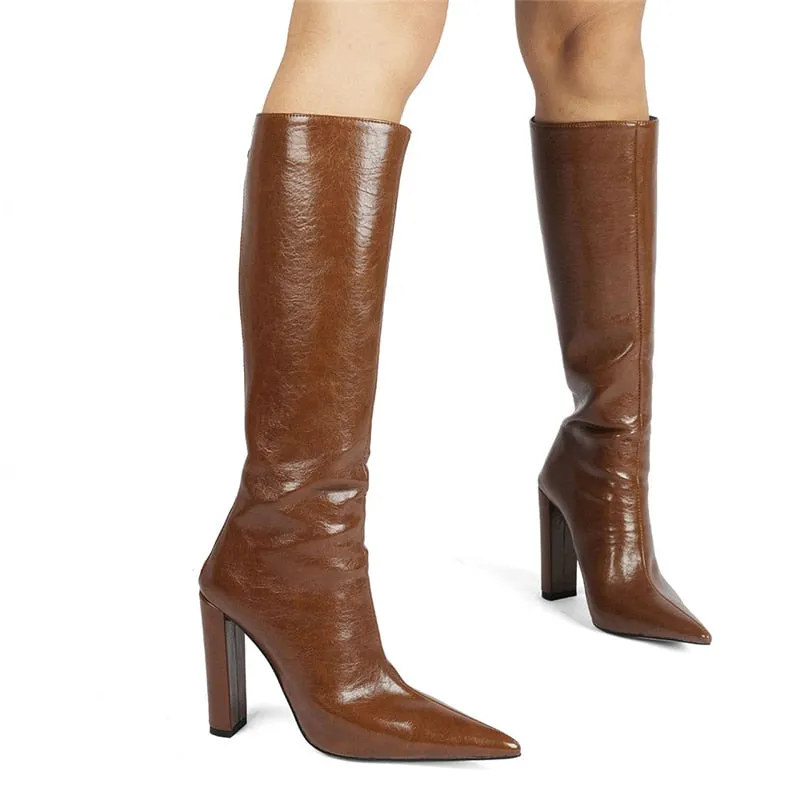 ChicPoint Textured Knee-High Slip-On Boots