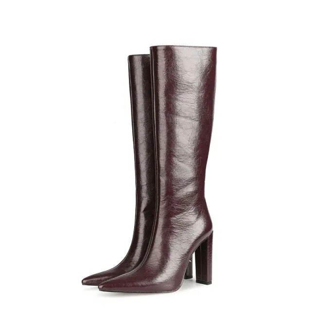 ChicPoint Textured Knee-High Slip-On Boots