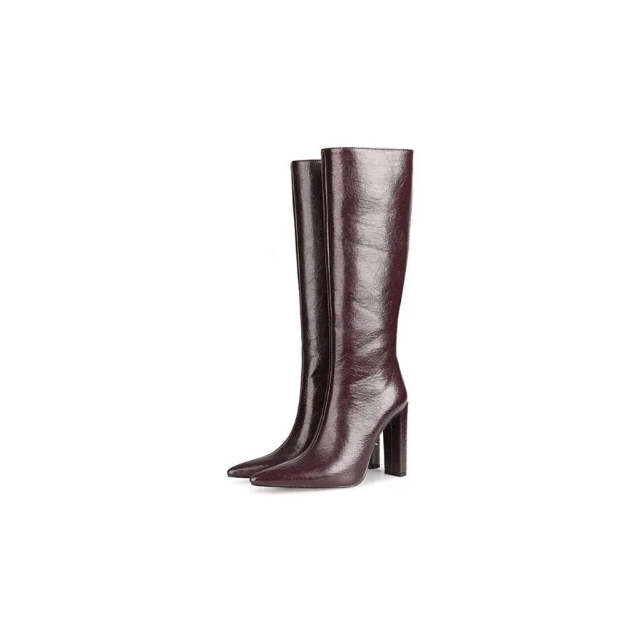 ChicPoint Textured Knee-High Slip-On Boots