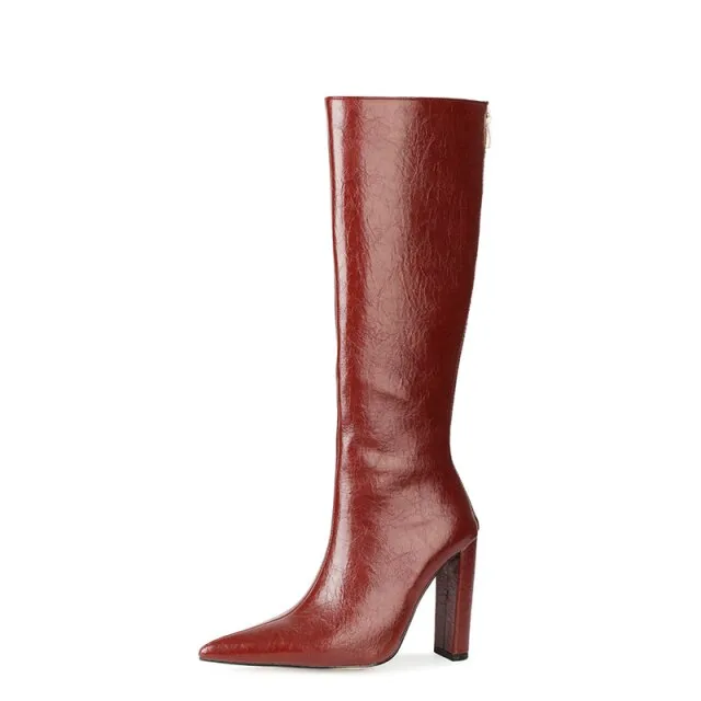 ChicPoint Textured Knee-High Slip-On Boots