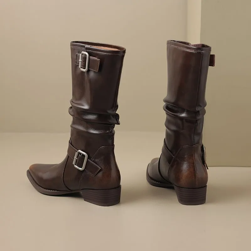 ChicTex Western Round Toe Knee-High Boots