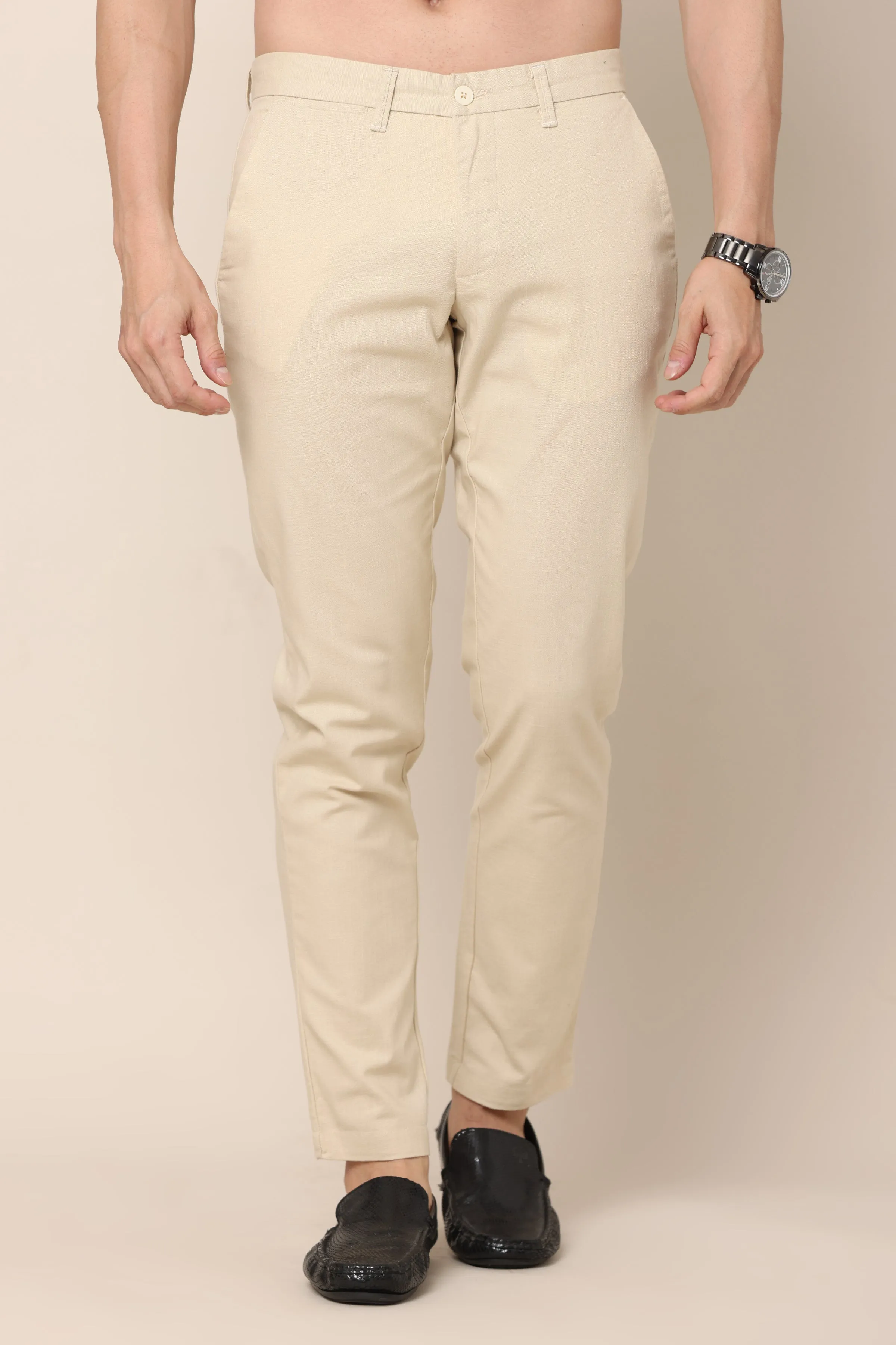 Classic Light Beige Cotton Chinos