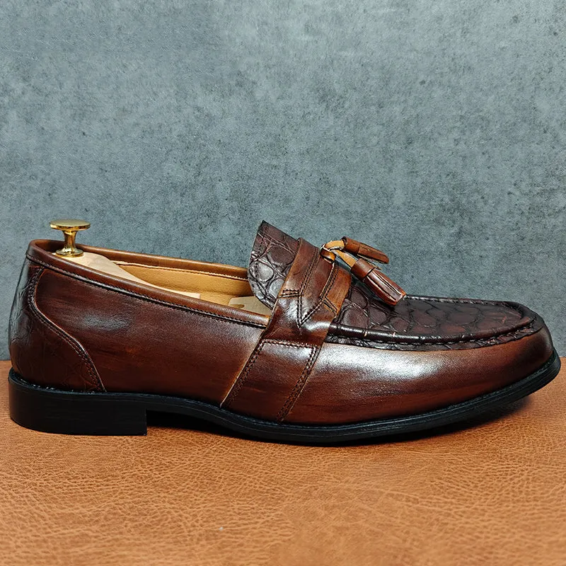 CrocLeather Classic Slip-on Tassel Loafers