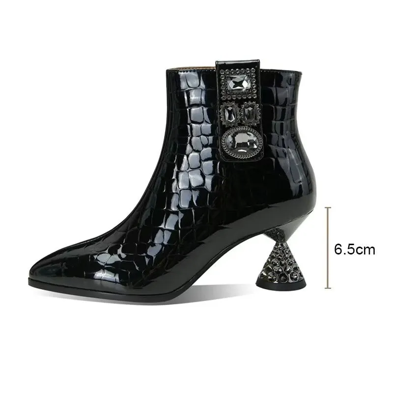 CrocLuxe Genuine Leather Chic Croc-Texture Ankle Boots