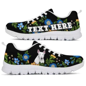 Custom Name Bull Terrier Sneaker, Bull Terrier Colorful Floral Flower Dog Lovers Sneakers Gym Running Shoes, Best Running Shoes