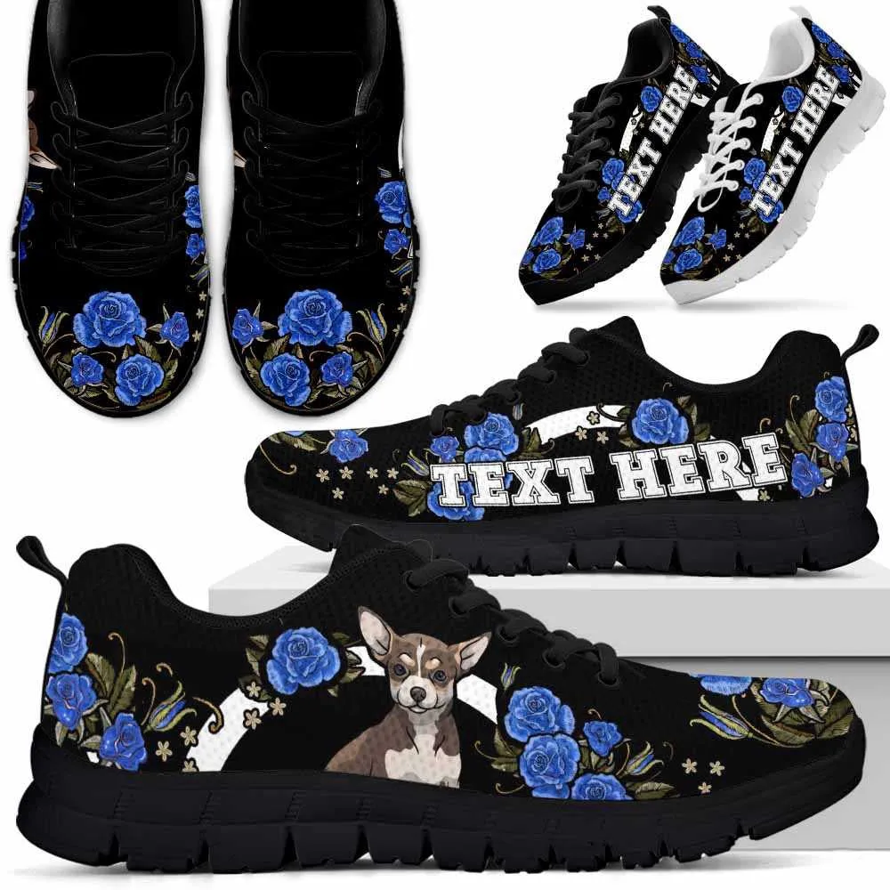 Custom Name Chihuahua Sneaker, Chihuahua Dog Lovers Sneakers Gym Rose Blue Flower Running Shoes, Best Running Shoes