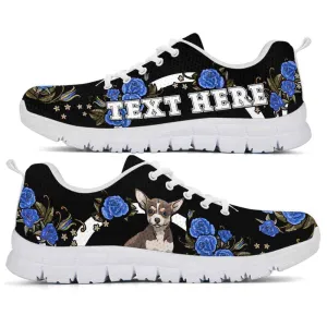 Custom Name Chihuahua Sneaker, Chihuahua Dog Lovers Sneakers Gym Rose Blue Flower Running Shoes, Best Running Shoes