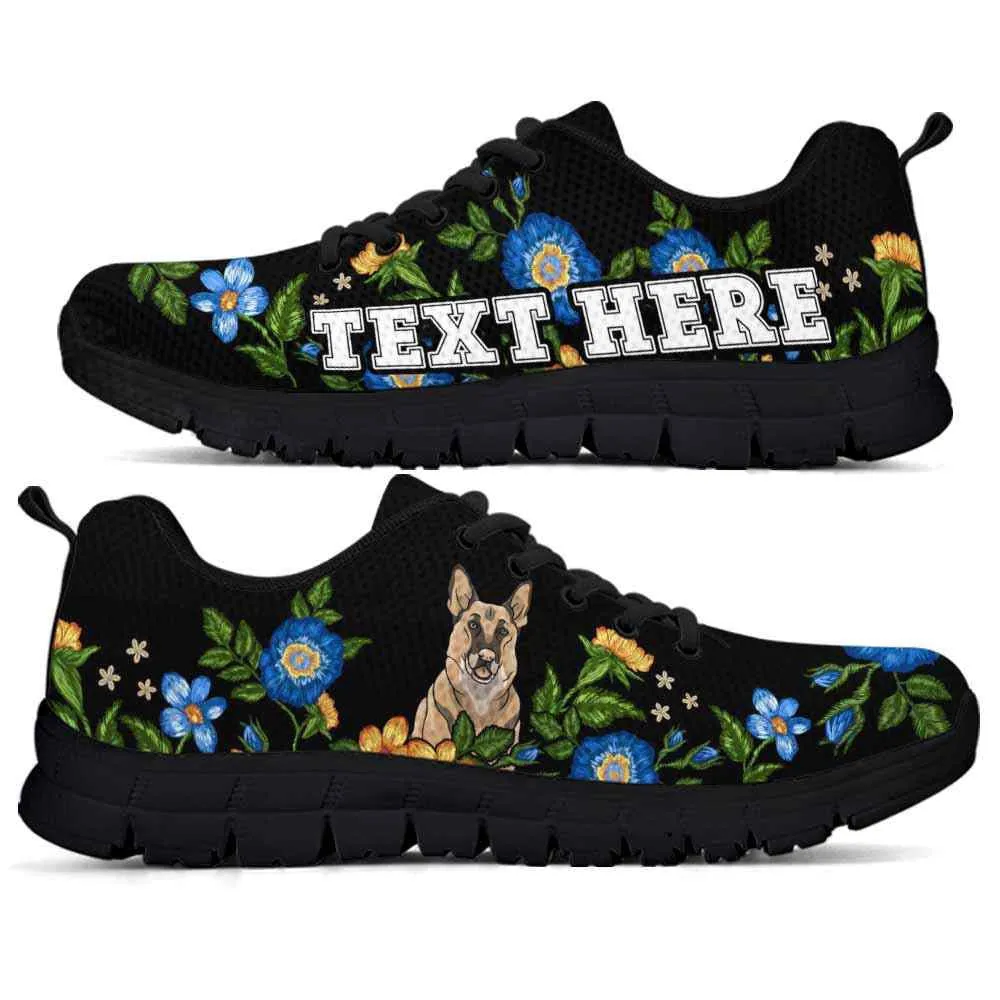 Custom Name German Shepherd Sneaker, German Shepherd Colorful Floral Flower Dog Lovers Sneakers Gym Running Shoes, Best Running Shoes