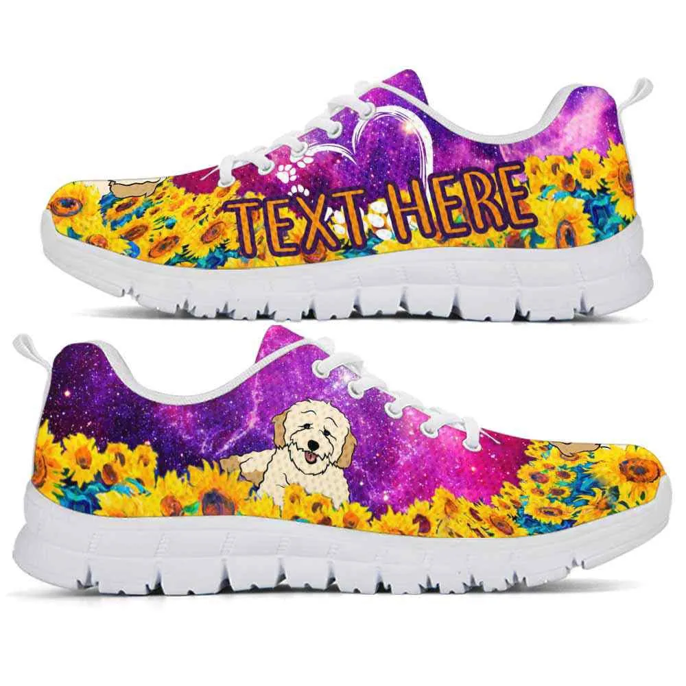 Custom Name Poodle Sneaker, Poodle Sunflower Galaxy Sneakers Running Shoes, Best Running Shoes