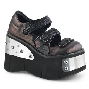 Demonia KERA-13 | Black & Pewter Vegan Leather Mary Janes