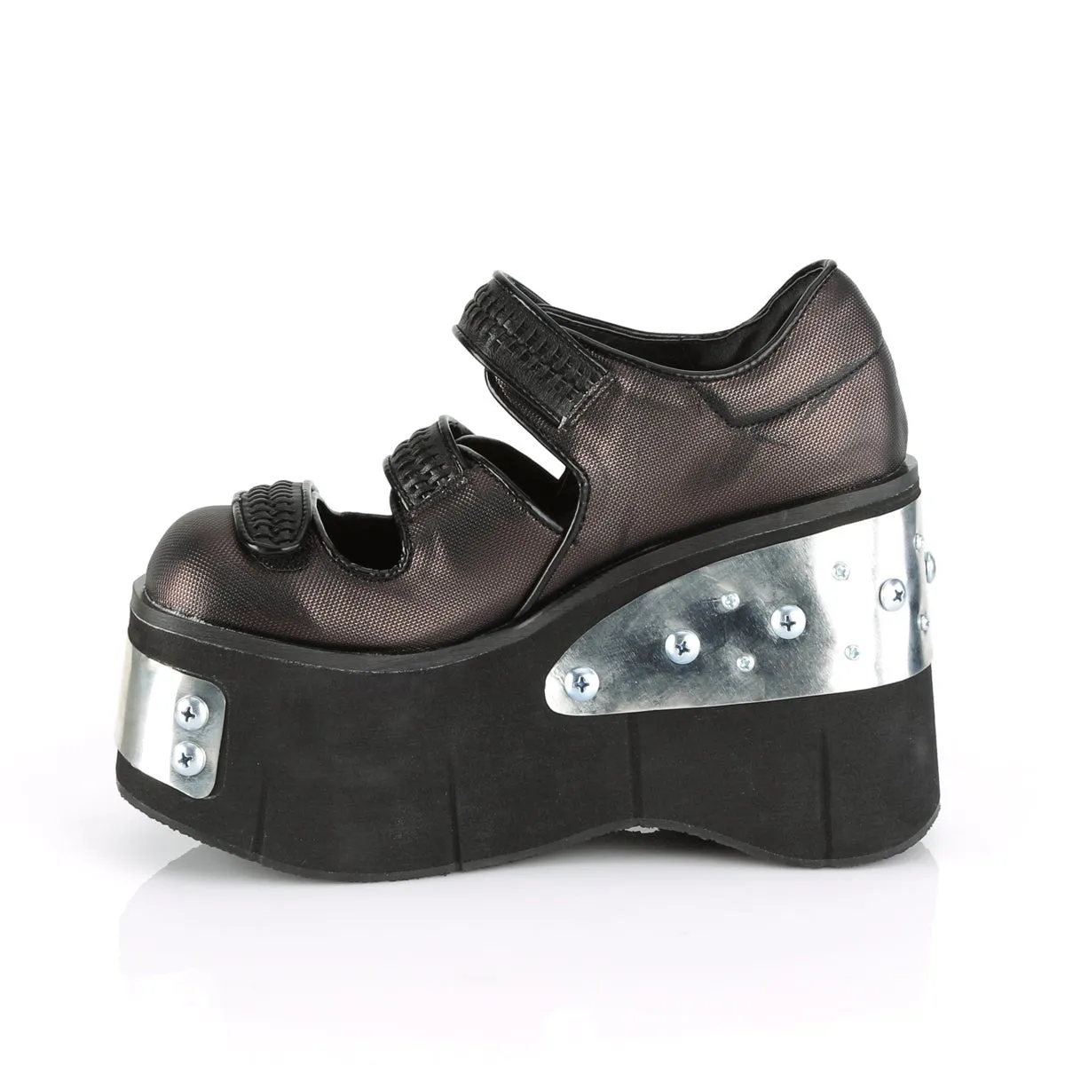 Demonia KERA-13 | Black & Pewter Vegan Leather Mary Janes