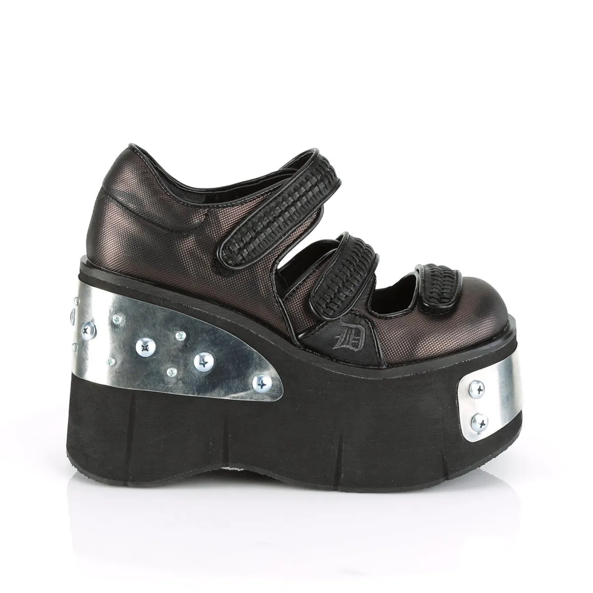 Demonia KERA-13 | Black & Pewter Vegan Leather Mary Janes