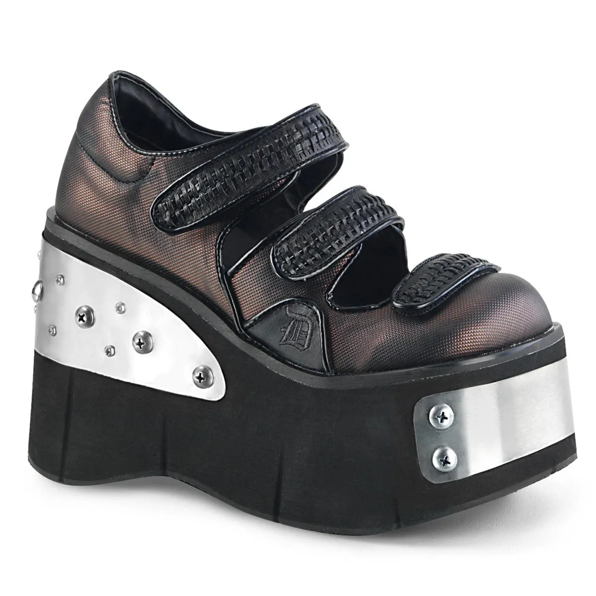 Demonia KERA-13 | Black & Pewter Vegan Leather Mary Janes