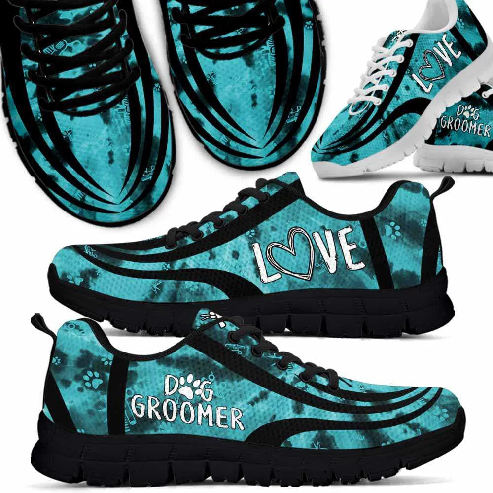 Dog Groomer Sneaker, Dog Grooming Teal Pastel Line Sneakers Shoes, Best Running Shoes, Unique Gifts For Dog Lovers