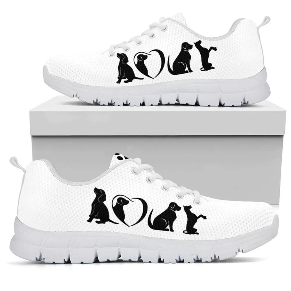 Dog Sneaker, Dog Love Black White Sneaker Shoes, Dog Shoes