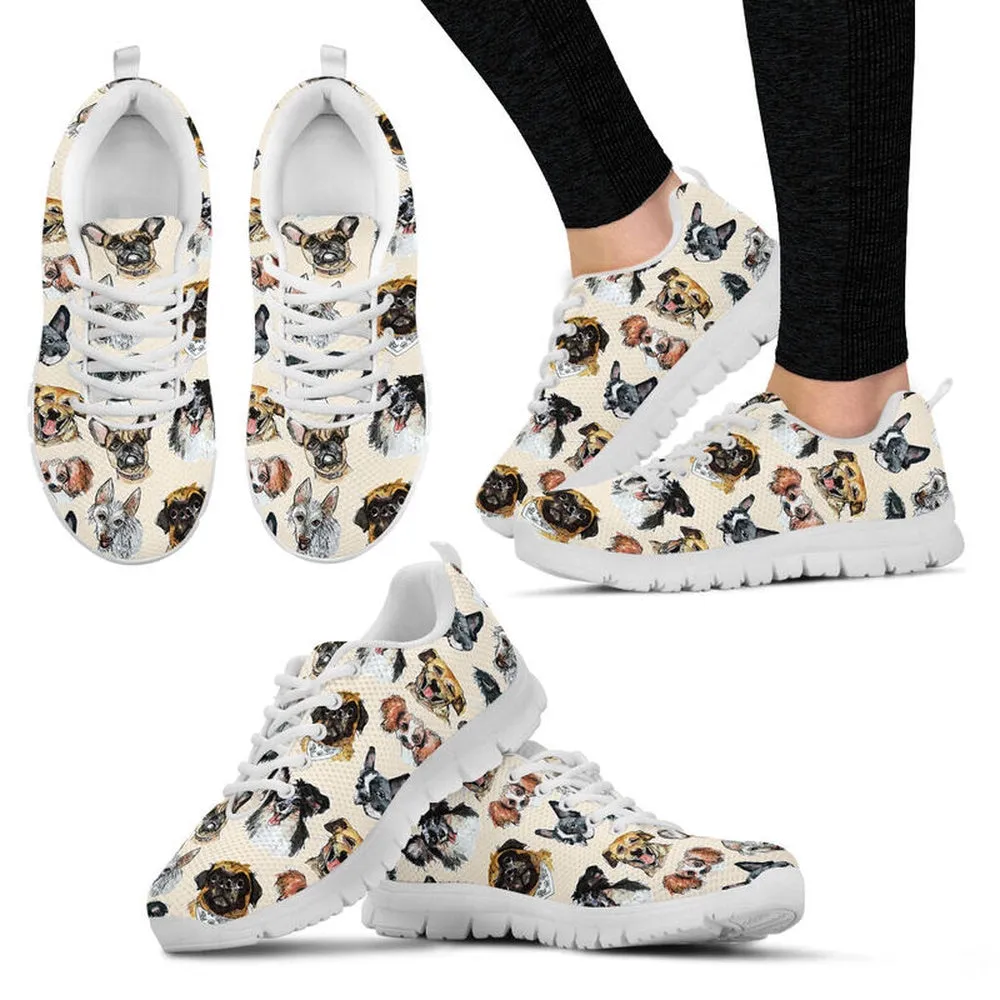 Dog Sneaker, Dogs Drawing Pattern Sneaker Shoes, Dog Shoes