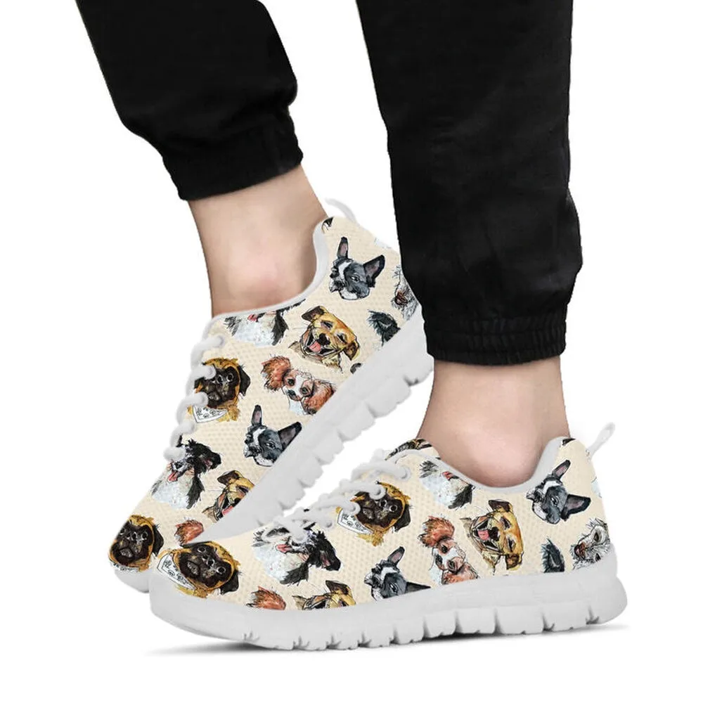 Dog Sneaker, Dogs Drawing Pattern Sneaker Shoes, Dog Shoes