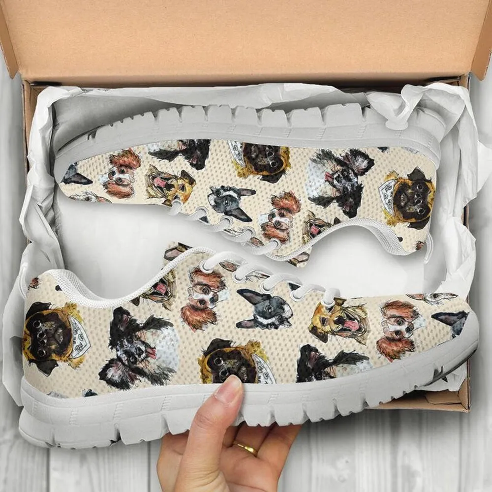 Dog Sneaker, Dogs Drawing Pattern Sneaker Shoes, Dog Shoes