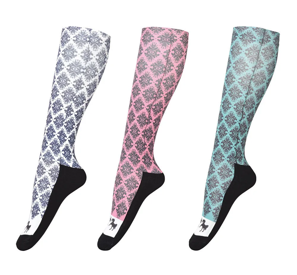 Equine Couture Ladies Tara Technical Padded Knee Hi Boot Socks - 3 Pack