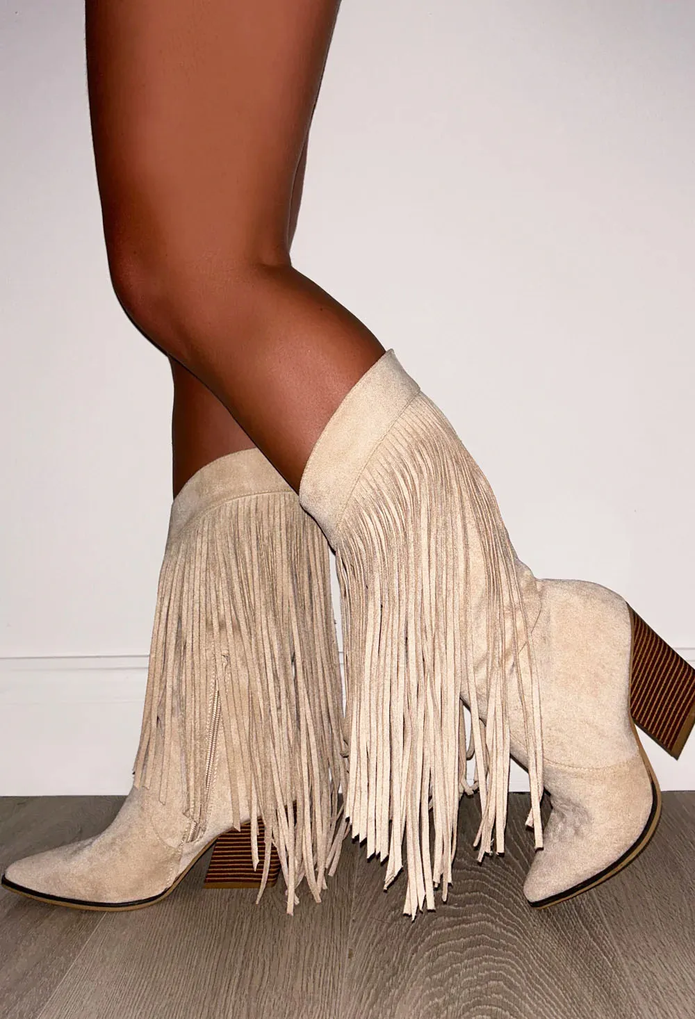 Find Your Own Cream Suede Cowboy Boots