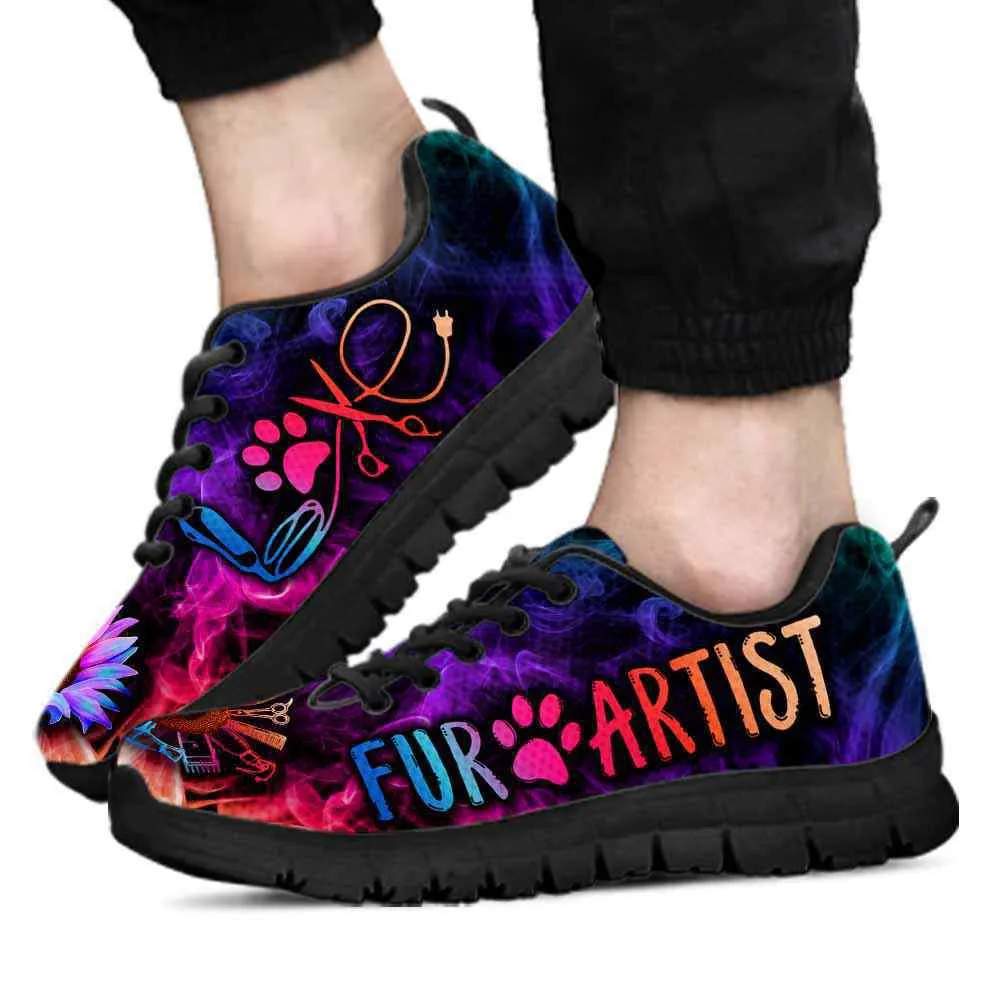 Fur Artist Rainbow Sunflower Smoke Sneakers Shoes, Dog Print Shoes, Best Running Shoes, Unique Gifts For Dog Lovers