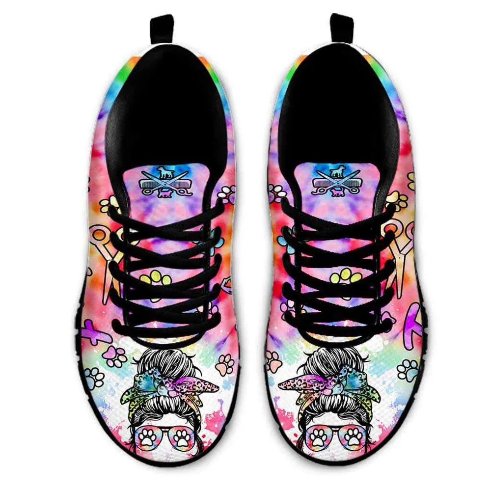 Fur Artist Tie Dye Love Heart Sneakers Shoes, Dog Print Shoes, Best Running Shoes, Unique Gifts For Dog Lovers