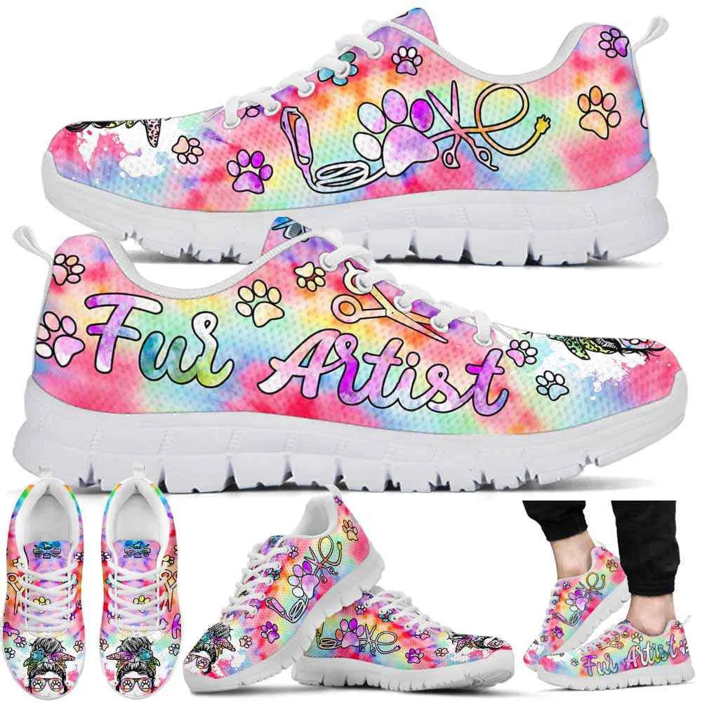 Fur Artist Tie Dye Love Heart Sneakers Shoes, Dog Print Shoes, Best Running Shoes, Unique Gifts For Dog Lovers