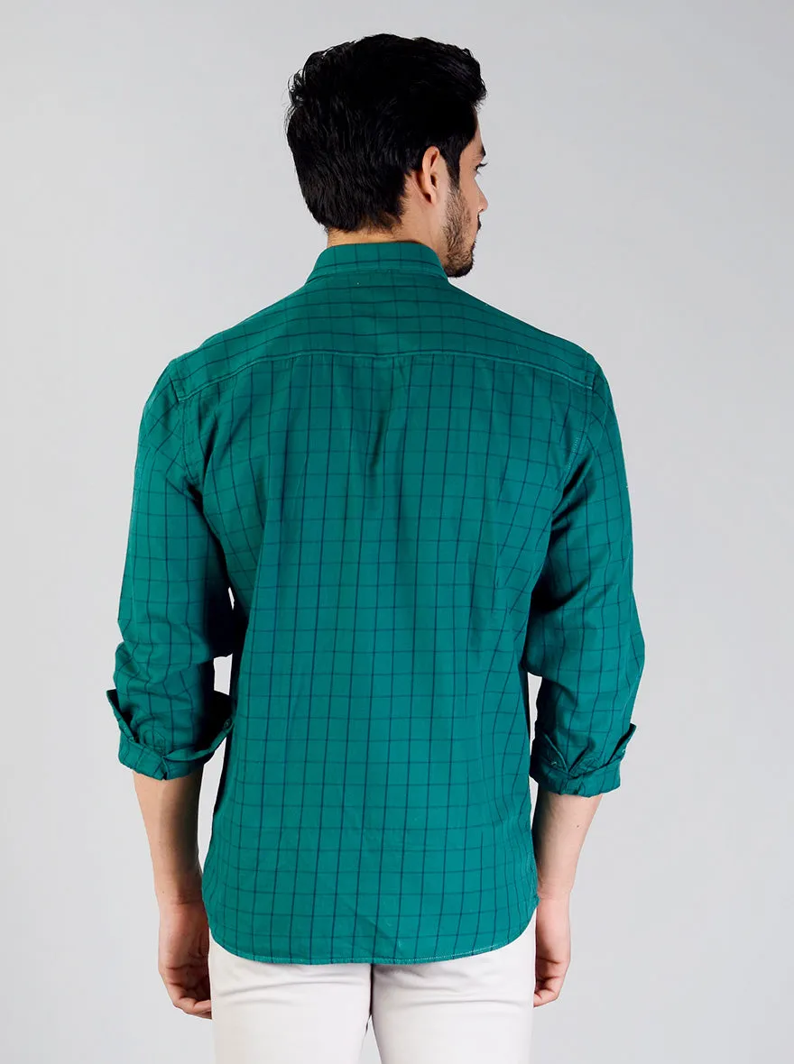 Green Checked Smart Fit Casual Shirt | Greenfibre