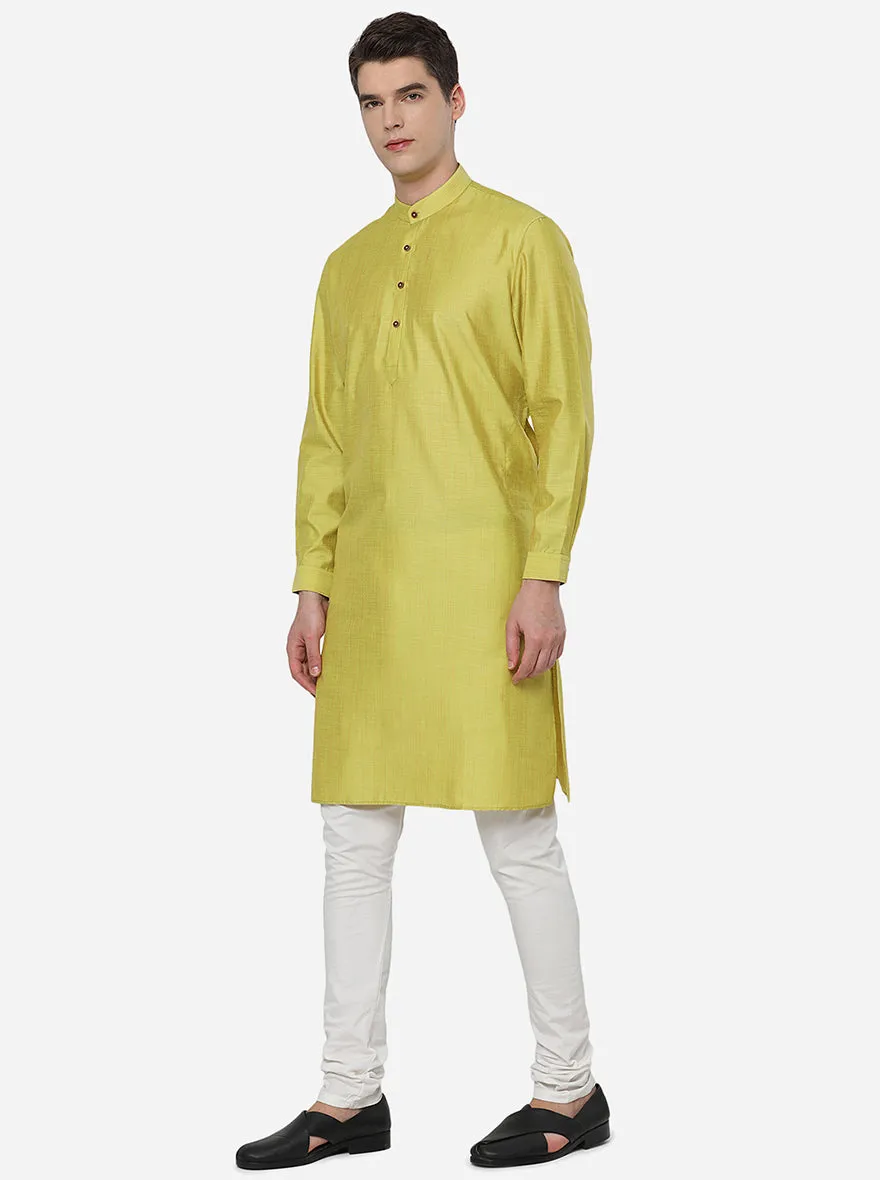 Green Solid Regular Fit Modi Kurta | JadeBlue