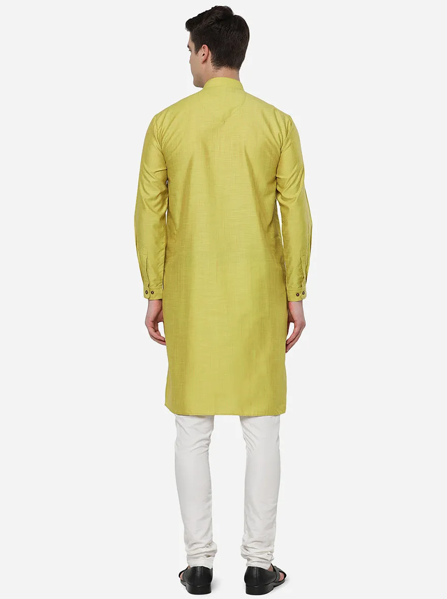 Green Solid Regular Fit Modi Kurta | JadeBlue