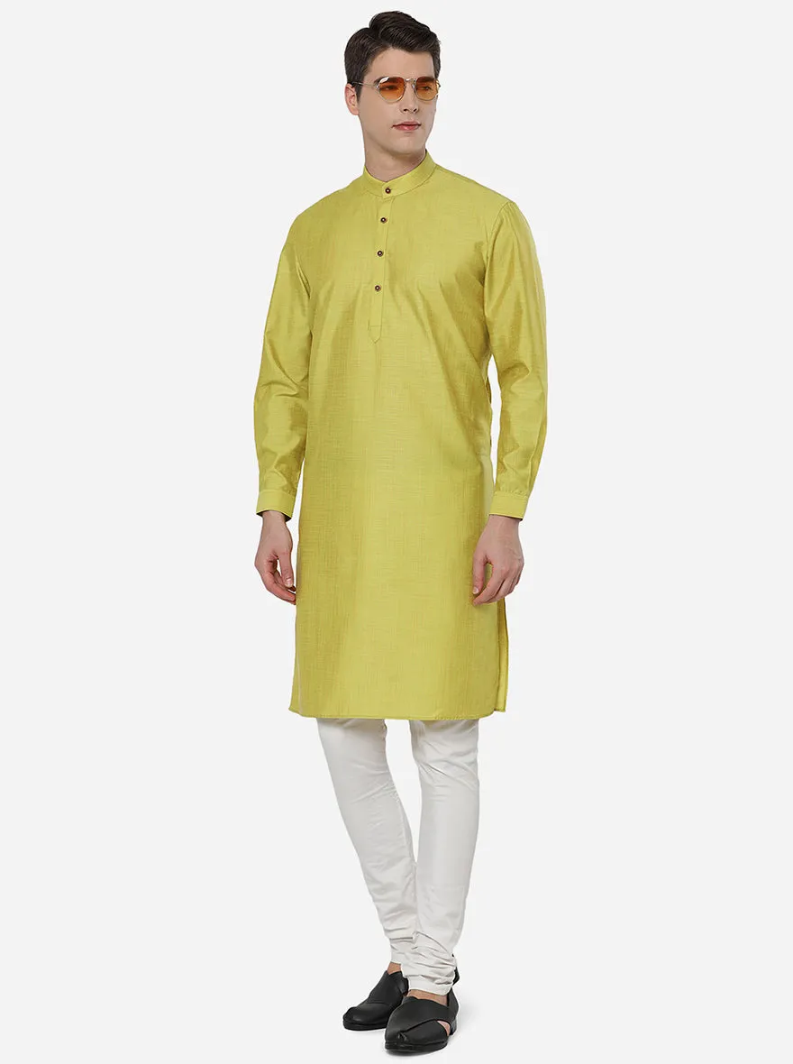 Green Solid Regular Fit Modi Kurta | JadeBlue