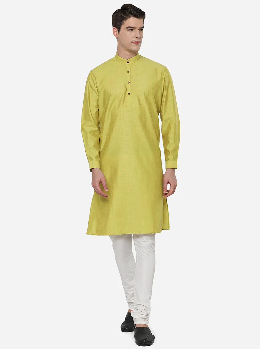 Green Solid Regular Fit Modi Kurta | JadeBlue