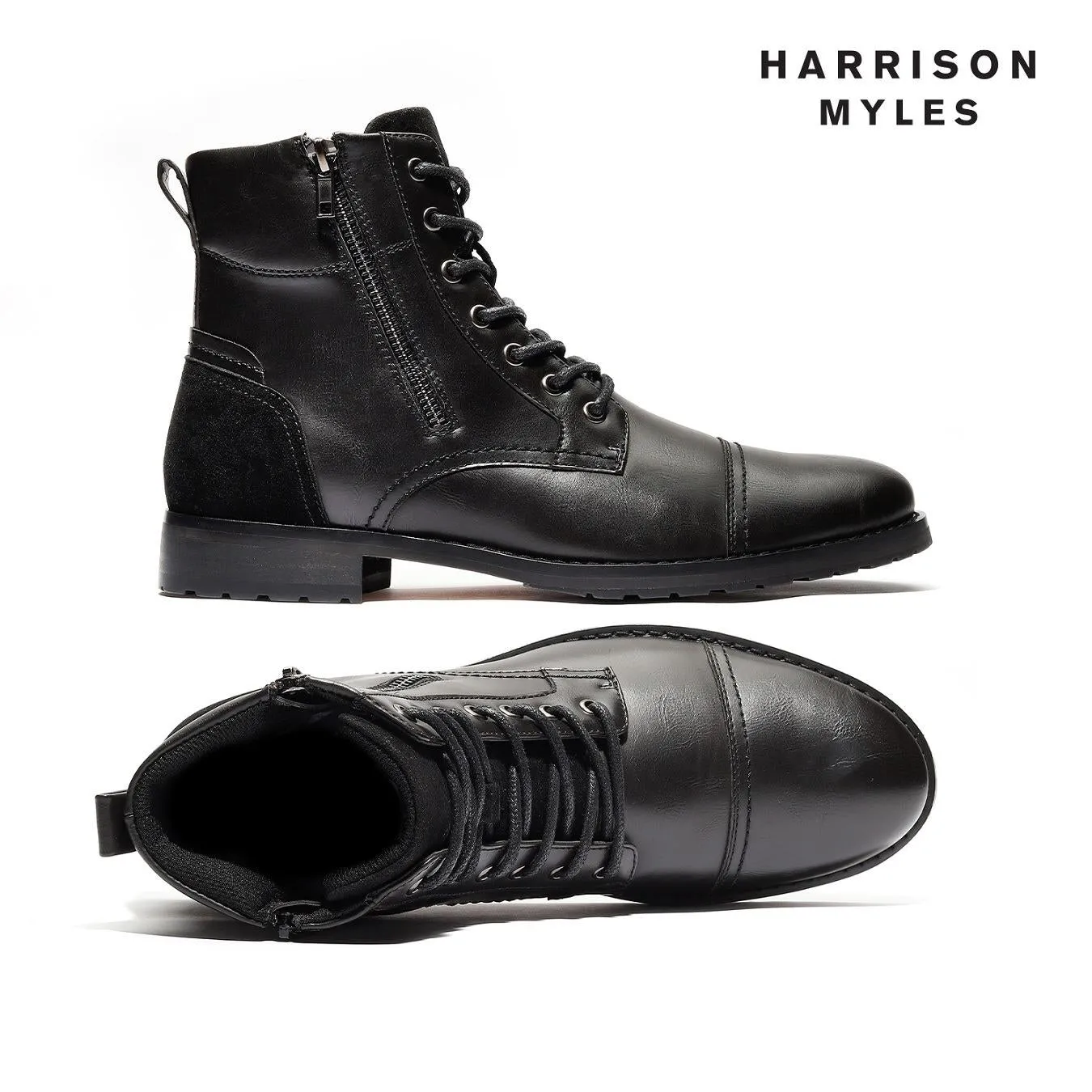 Harrison Myles Men's Combat Boots | Black | Brown | B-2056