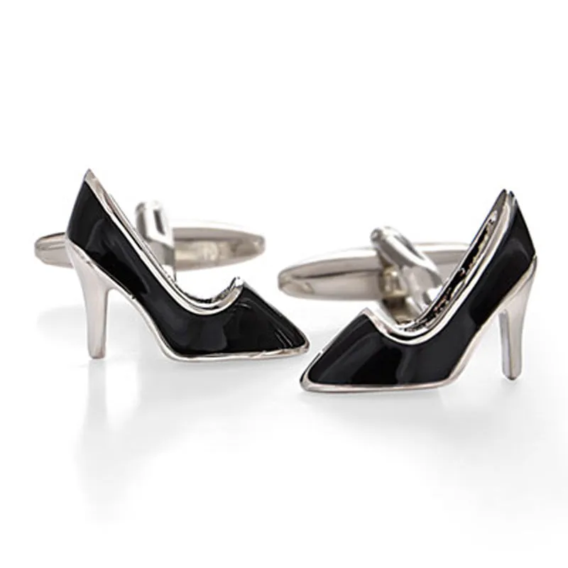 High Heel Shoe Black Cufflinks