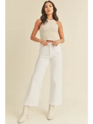 Just Black Denim White High Rise Wide Leg Jeans