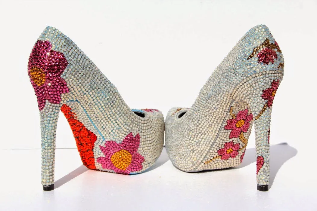 Koi & Cherry Blossom Crystal Heel