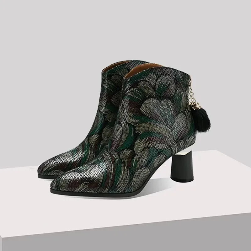 LeatherLux Exotic Autumn Ankle Boots