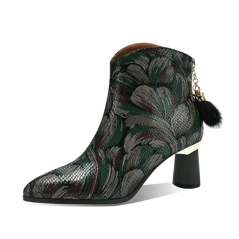 LeatherLux Exotic Autumn Ankle Boots