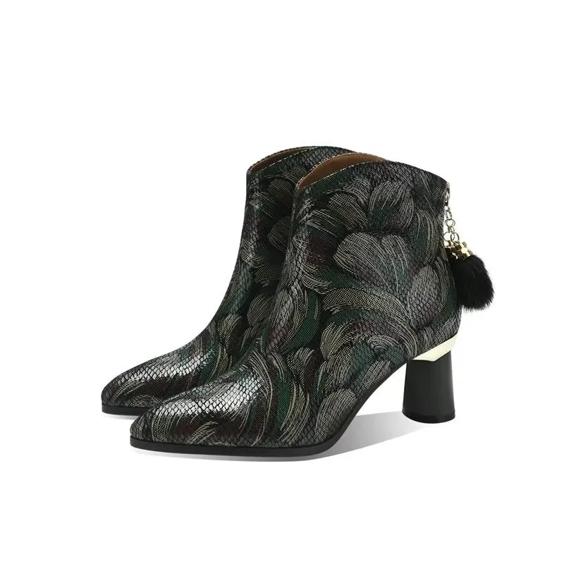 LeatherLux Exotic Autumn Ankle Boots