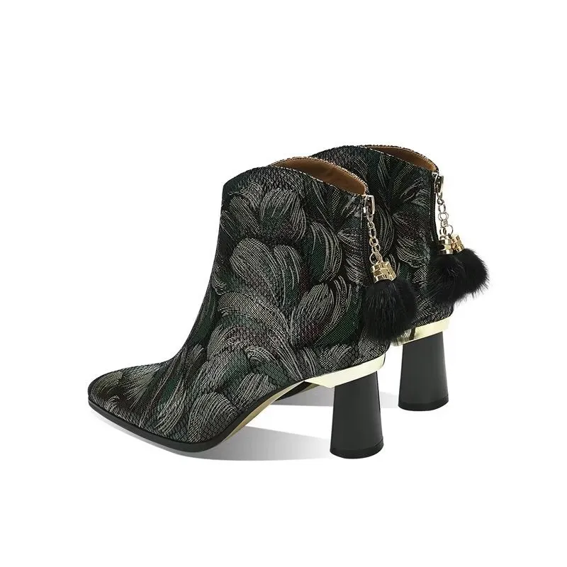 LeatherLux Exotic Autumn Ankle Boots