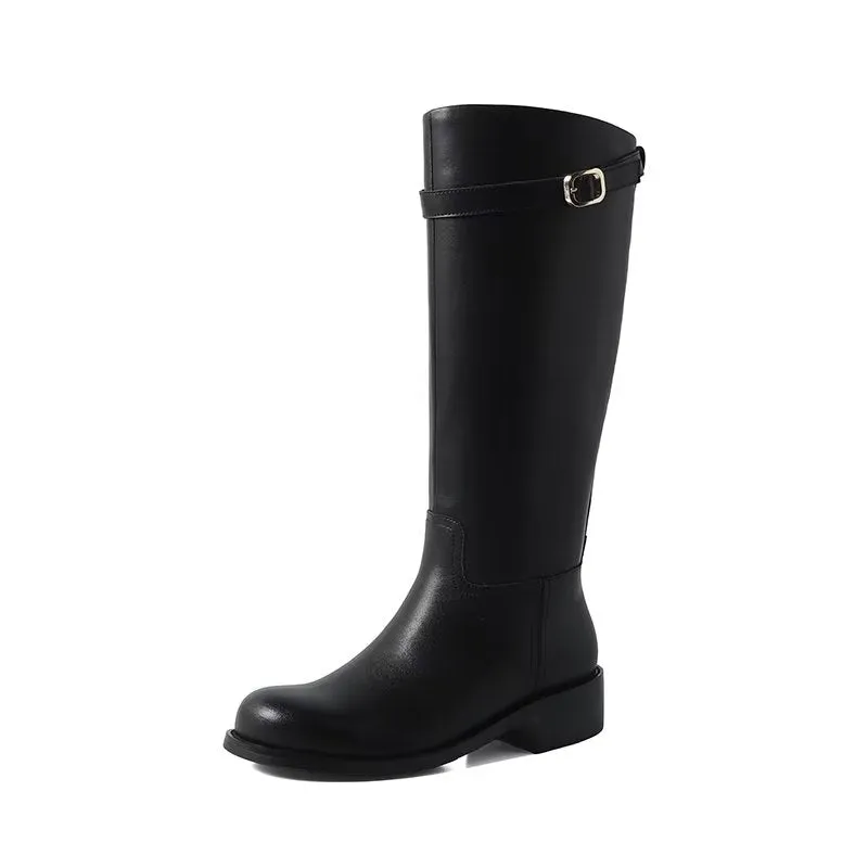 LeatherLuxe Autumn Chic Knee-High Boots