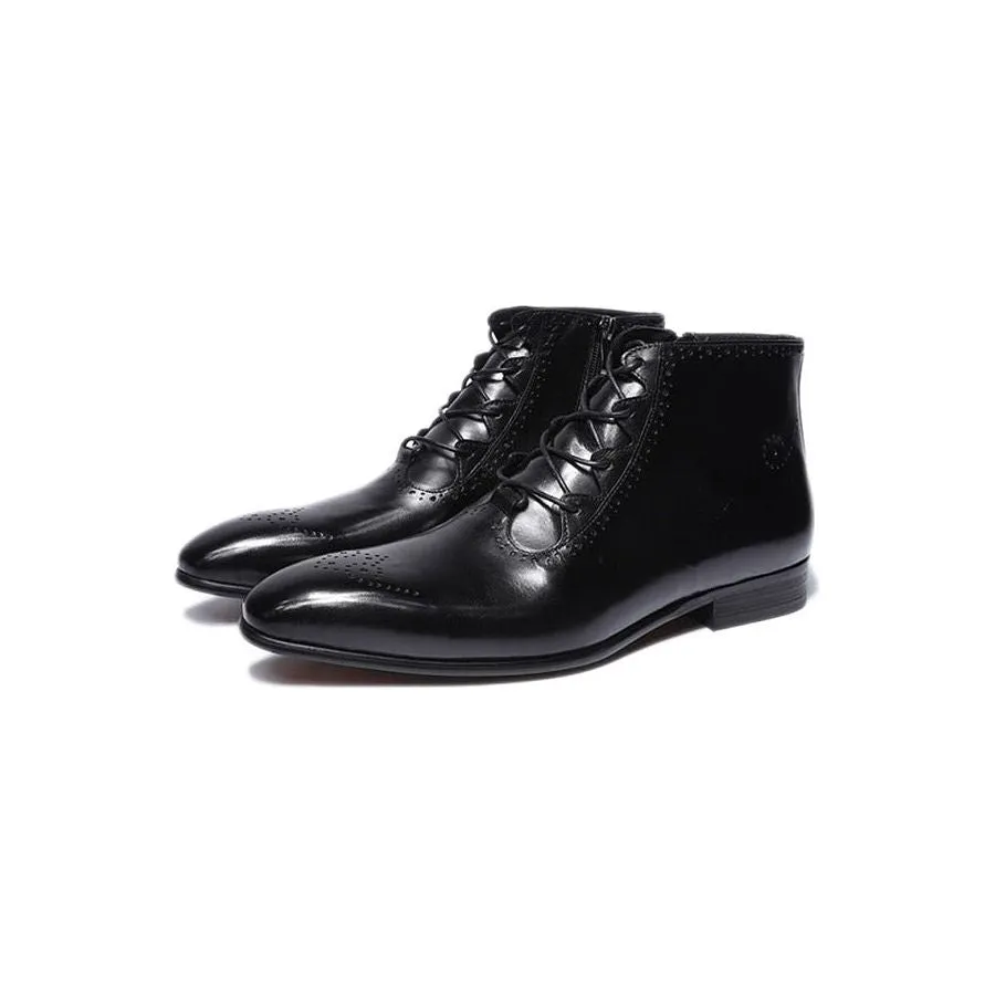 LuxeLeather Exotic Lace-up Ankle Derby Boots